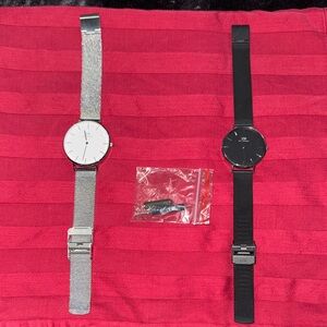 Daniel Wellington Minimalist Mesh Strap Watches - Silver & Black